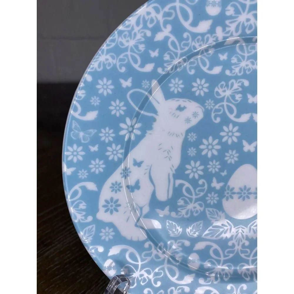 Sur la‎ Table Easter Collection Blue Bunny Rabbit Salad Bread Plate Decor Egg